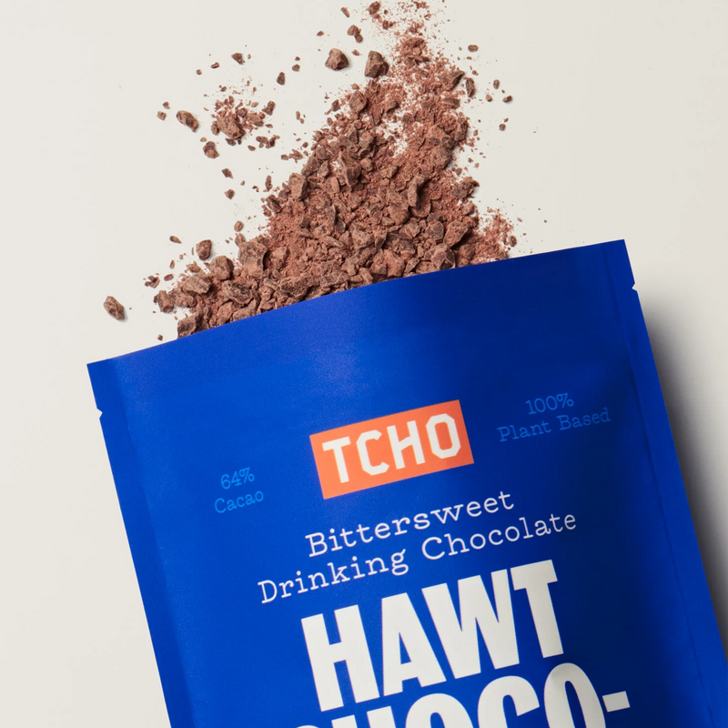 Hawt Drinking Chocolate, TCHO Hawt Drinking Chocolate chunky powder spilling out