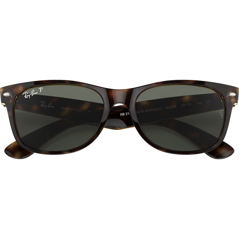 New Wayfarer M - Tortoise/Crystal Green Polarized, Ray Ban New Wayfarer M Tortoise Crystal Green Polarized front folded
