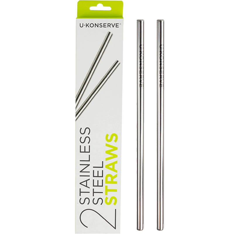 Stainless Steel Straws 2-Pack, U-Konserve Stainless Steel Straws 2-Pack side by side