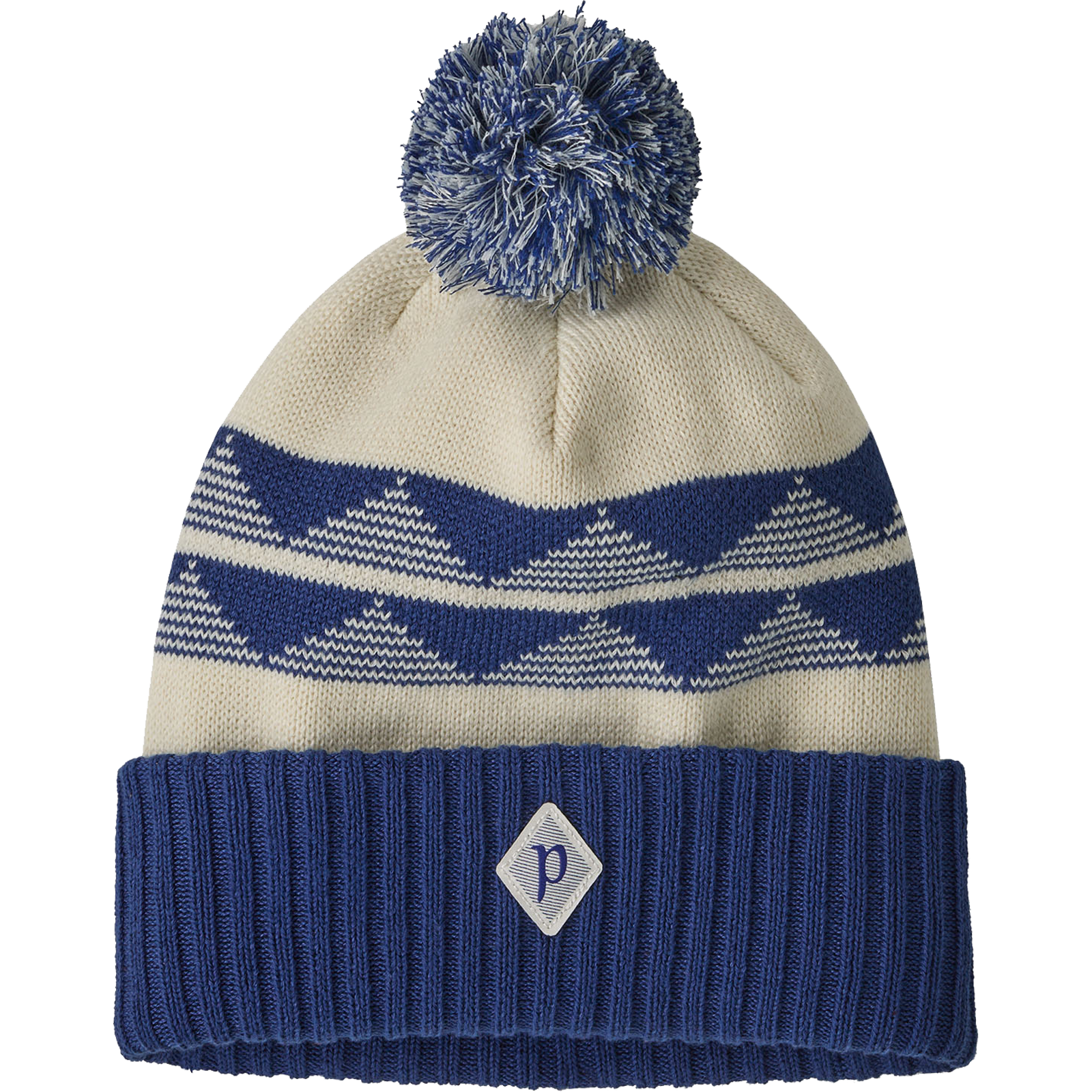 Patagonia Powder Town Beanie in HSBW-Hut Tripper Stripe/Birch White