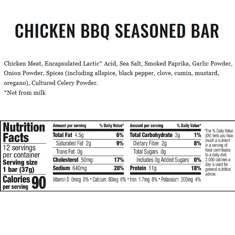 Epic Bar, Epic Provisions Epic Bar Ingredients and Nutrition Facts Chicken BBQ Seasoned