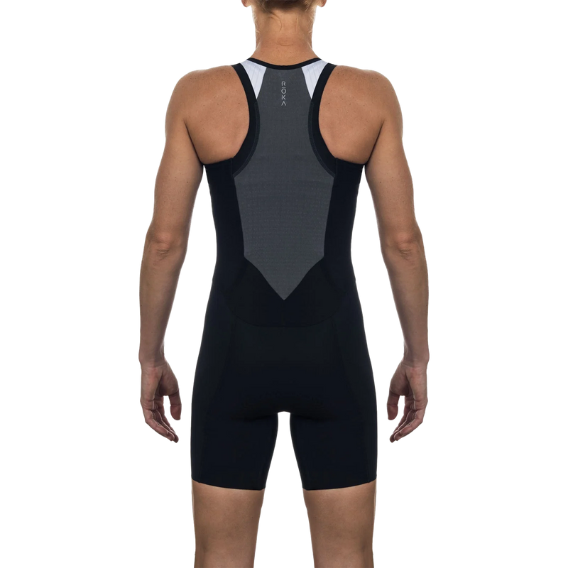 Women's Elite Aero II Sleeveless Tri Suit, ROKA Women's Elite Aero II Sleeveless TriSuit back on model