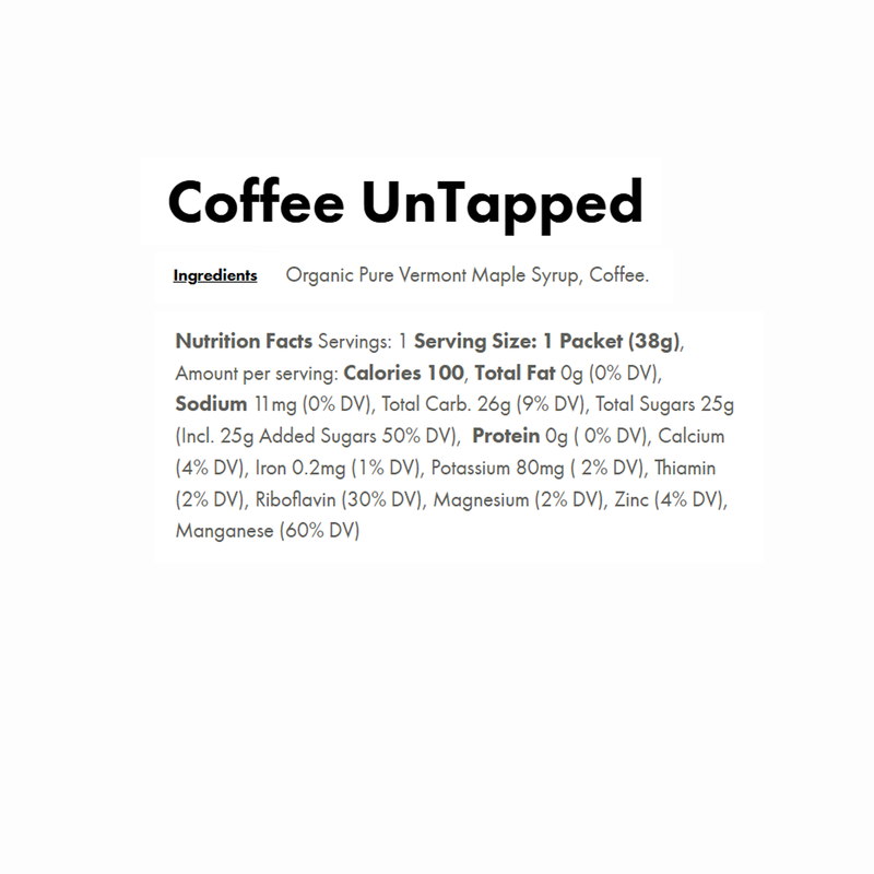 Maple Syrup Energy, UnTapped Maple Syrup Energy Coffee Nutrition Facts