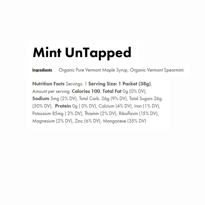 Maple Syrup Energy, UnTapped Maple Syrup Energy Mint Nutrition Facts
