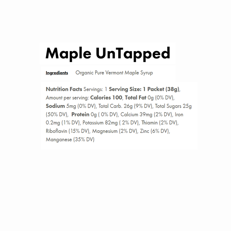 Maple Syrup Energy, UnTapped Maple Syrup Energy Maple Nutrition Facts