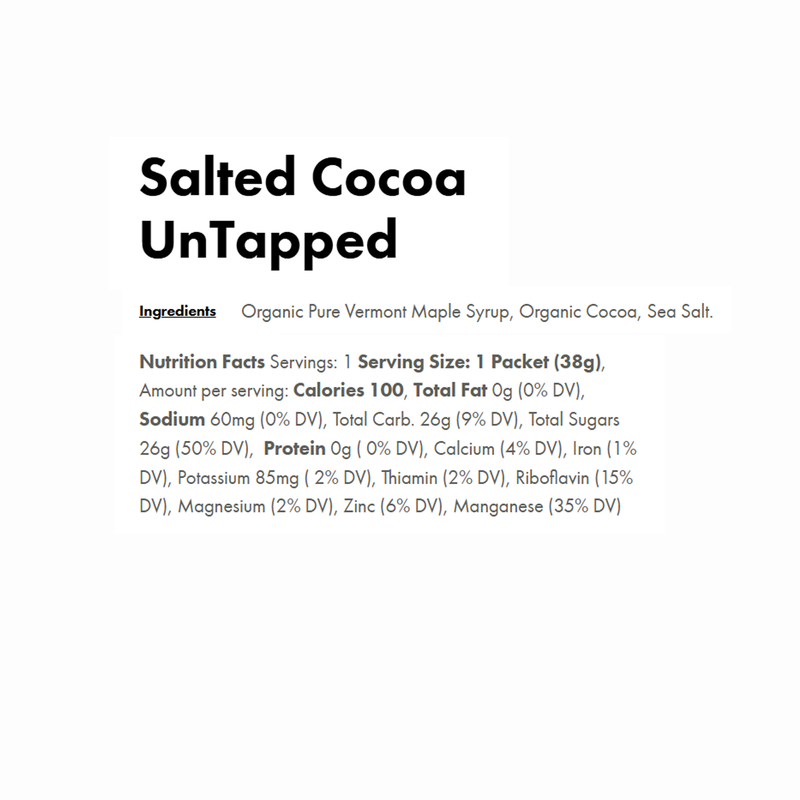 Maple Syrup Energy, UnTapped Maple Syrup Energy Salted Cocoa Nutrition Facts