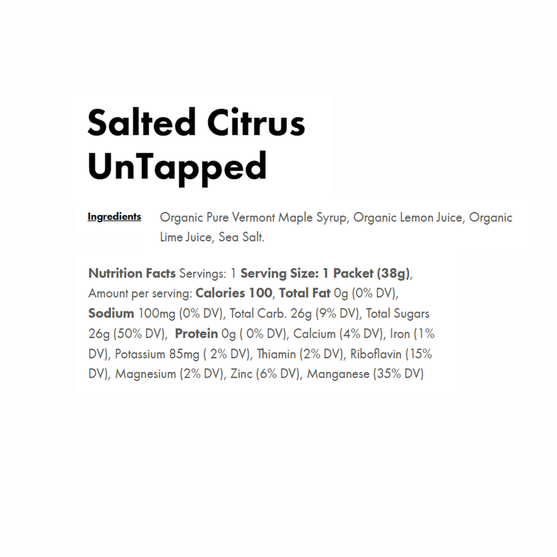 Maple Syrup Energy, UnTapped Maple Syrup Energy Salted Citrus Nutrition Facts