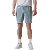 Vuori Men's Banks Shorts in Dusty Blue Slub Stripe on model
