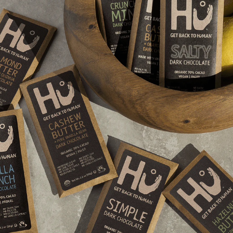HU Dark Chocolate Bars, HU Dark Chocolate Bar different flavor bars on table