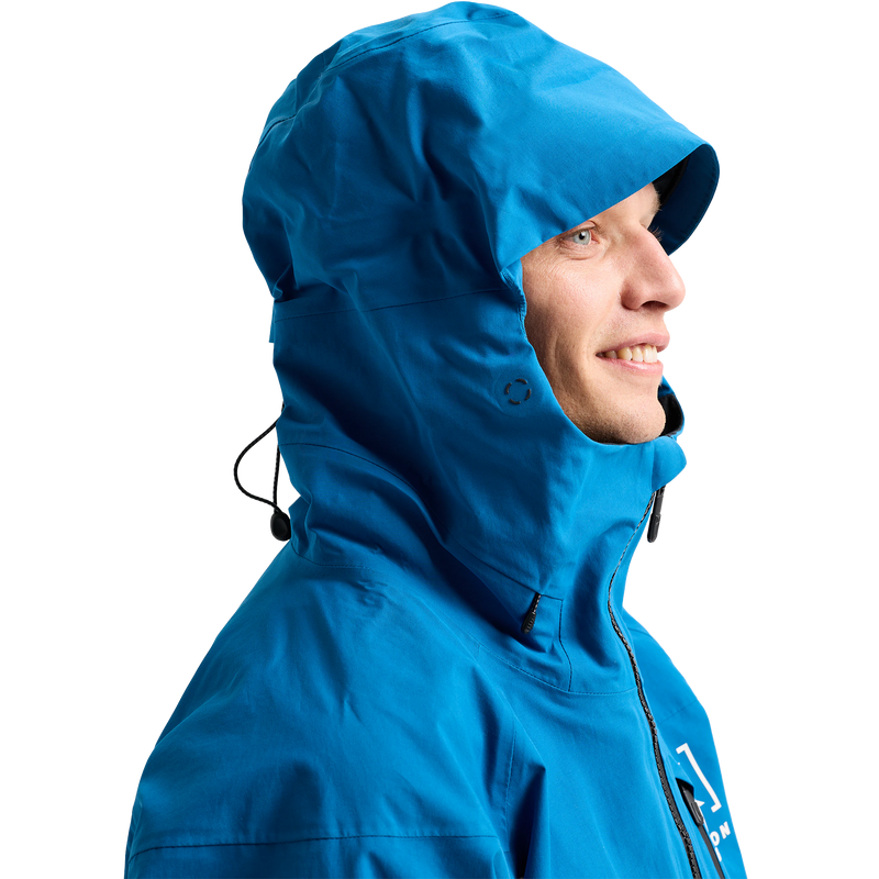 Men's AK Gore-Tex 2L Cyclic Jacket, Burton Men's AK Gore-Tex Cyclic Jacket in EVV-Blue Teal hood right