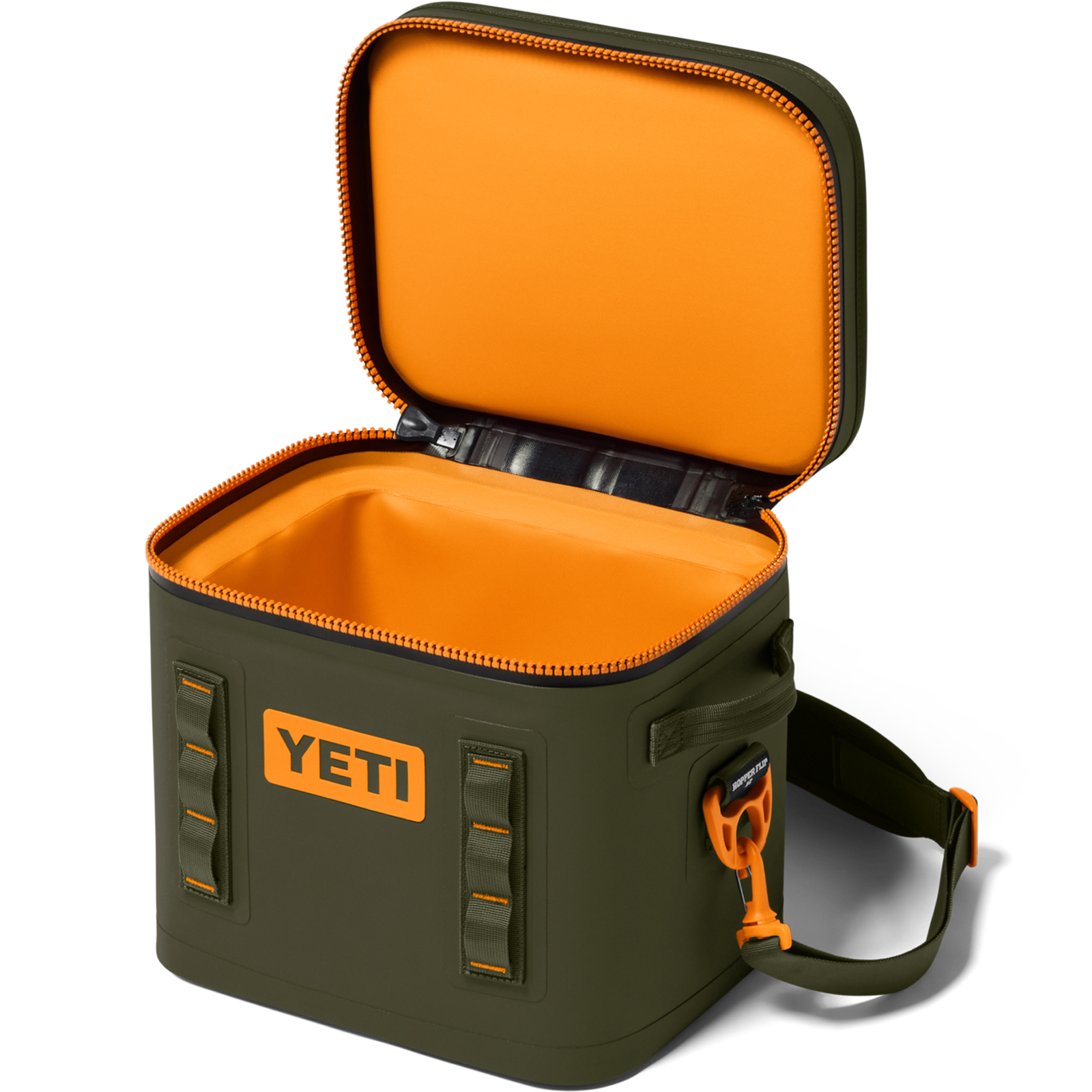 Yeti Hopper Flip 12 in Wetlands Camo top open