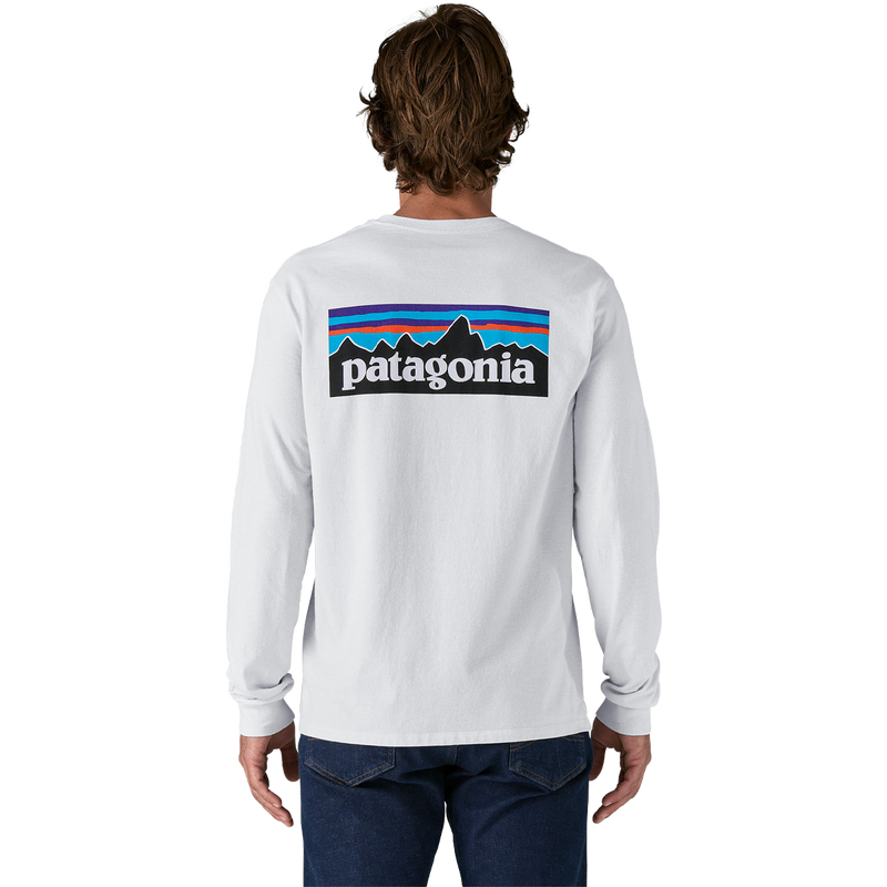 Men's Long Sleeve P-6 Logo Responsibili-Tee, Patagonia Men's LS P-6 Logo Responsibili-Tee back on model