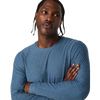 Vuori Men's Long-Sleeve Strato Tech Tee in HPB-Pool Blue Heahter front