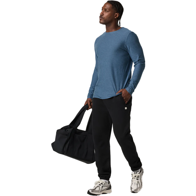Men's Long-Sleeve Strato Tech Tee, Vuori Men's Long-Sleeve Strato Tech Tee in HPB-Pool Blue Heahter front left