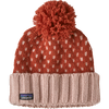 Patagonia Women's Snowbelle Beanie in Ridge/Burl Red