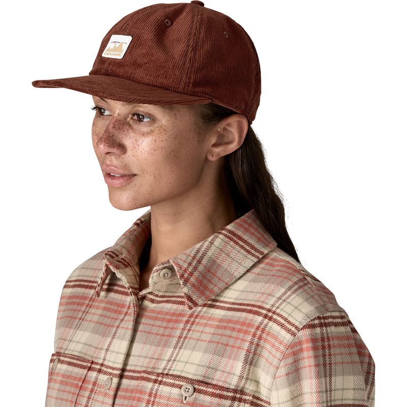Corduroy Cap, Driftways Patch: Coriander Brown front on model