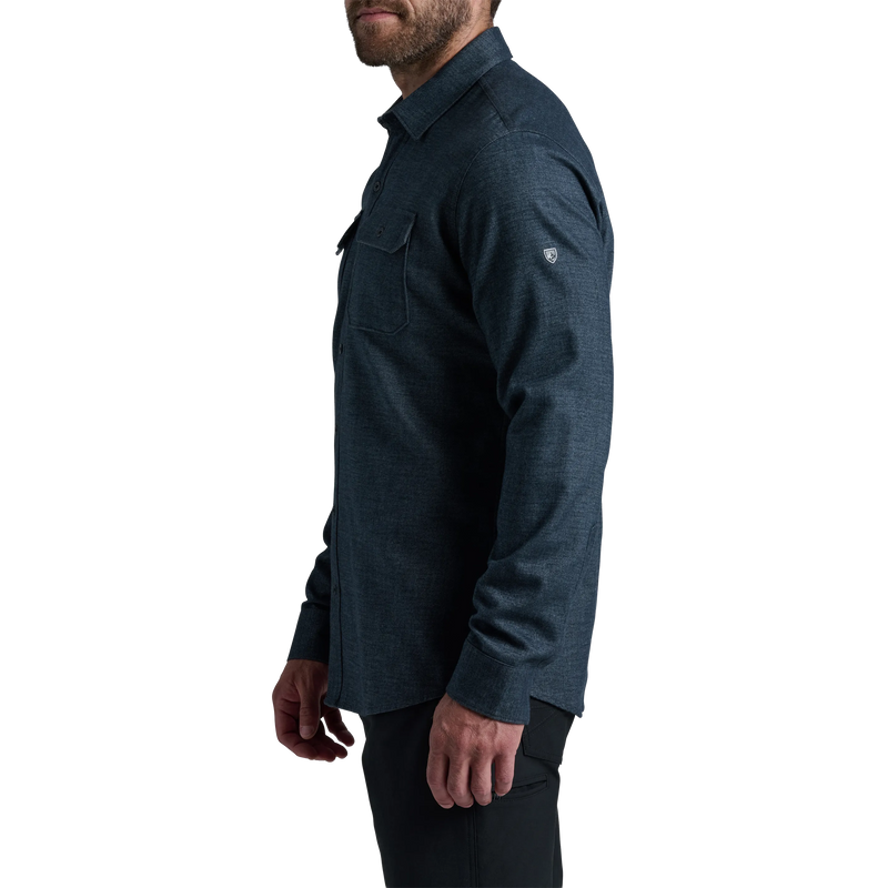 Men's Descendr Flannel Long Sleeve, Kuhl Men's Descendr Flannel Long Sleeve in DABY-Deep Abyss left