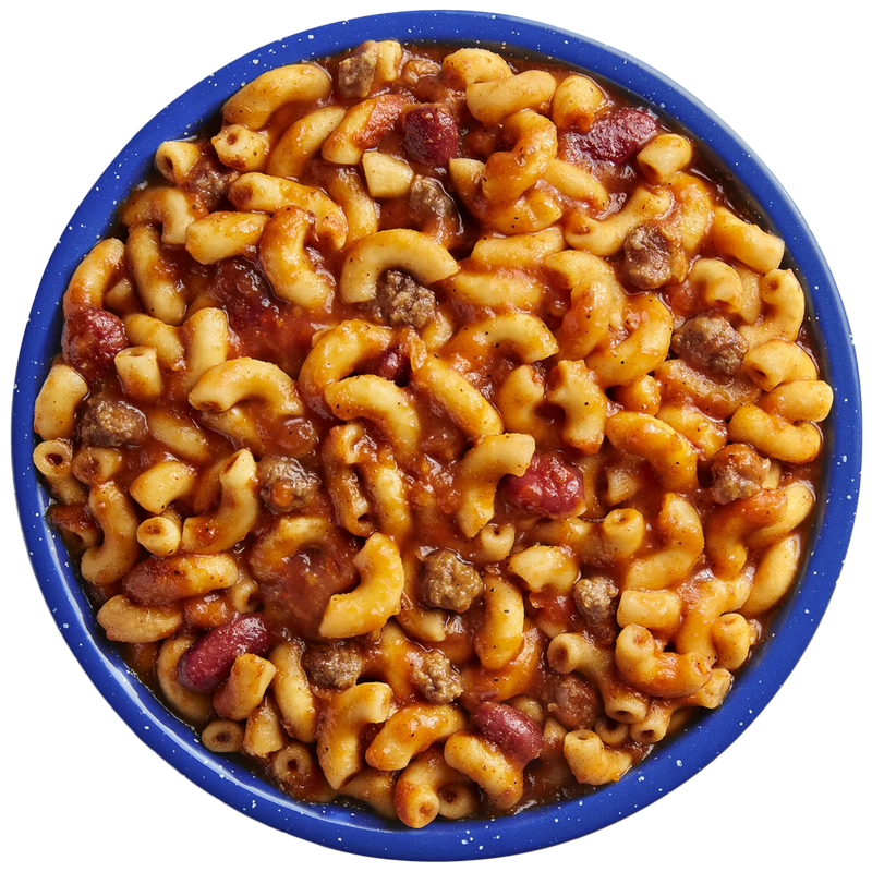 Chili Mac with Beef (2 Servings), Mountain House Chili Mac with Beef in bowl