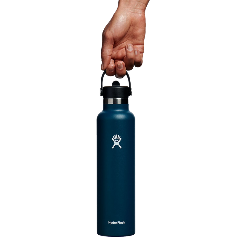 24 oz Standard Mouth with Flex Straw Cap, Hydro Flask 24 oz Standard Straw Lid in hand