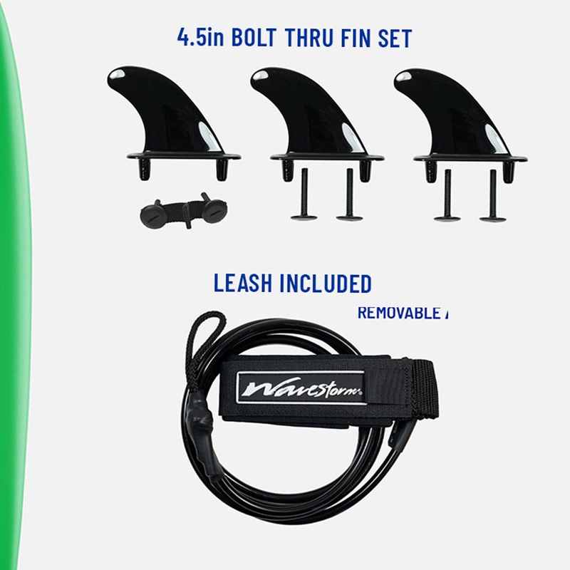 8’0 Classic Surfboard w/ Leash, Wavestorm 8'0 Classic Surfboard w/ Leash features