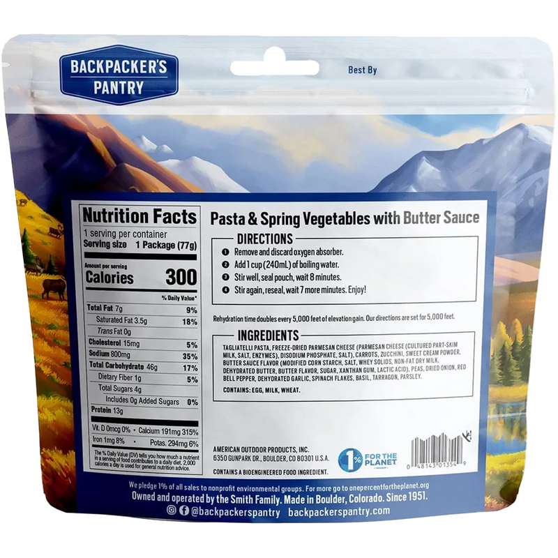 Pasta & Spring Vegetables with Butter Sauce (1 Serving)