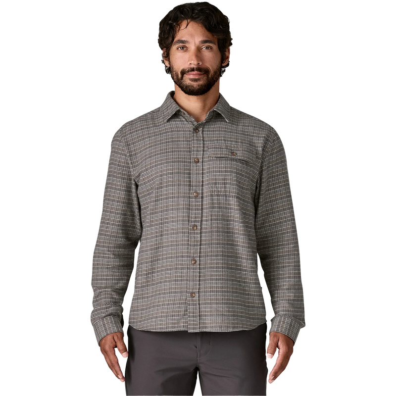 Men's Long-Sleeved Lightweight Fjord Flannel Shirt, Patagonia Men's Long-Sleeved Lightweight Fjord Flannel Shirt in Tracks: Noble Grey front