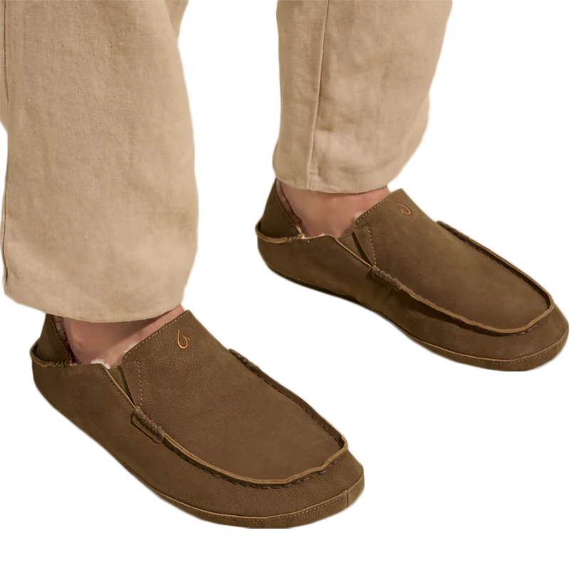 Men's Moloa Slipper, Men's Moloa Slipper in Kona Coffee pair on model