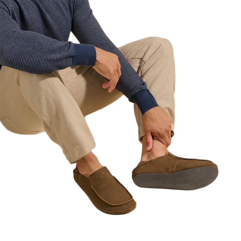 Men's Moloa Slipper, Men's Moloa Slipper in Kona Coffee pair on model