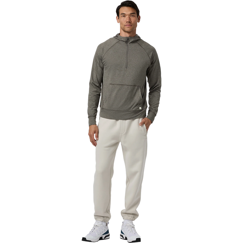 Men's Ponto Performance 1/2 Zip Hoodie, Vuori Men's Ponto Performance 1/2 Zip Hoodie HWG Warm Grey Heather front
