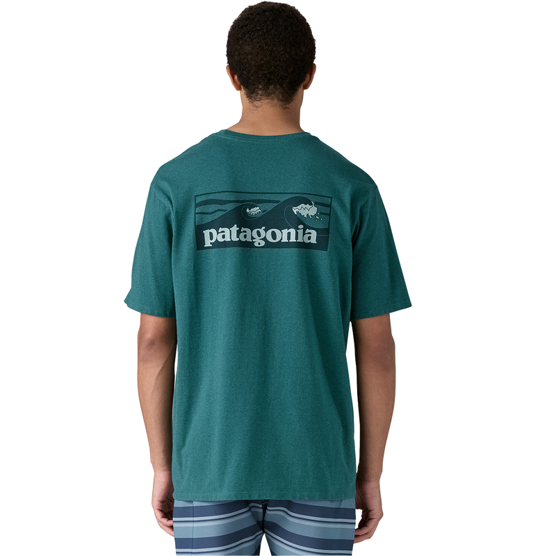 Men's Boardshort Logo Pocket Responsibili-Tee, Patagonia Men's Boardshort Logo Pocket Responsibili-Tee in WLDB-Wetland Blue on model back