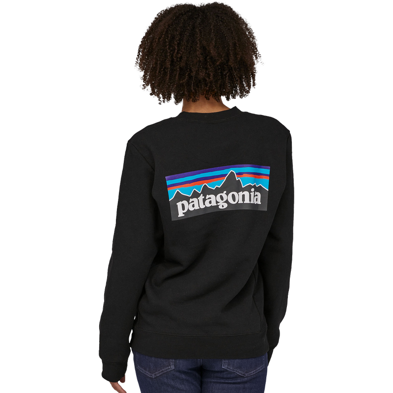 P-6 Logo Uprisal Crew Sweatshirt, Patagonia Men's P-6 Logo Uprisal Crew Sweatshirt back on woman