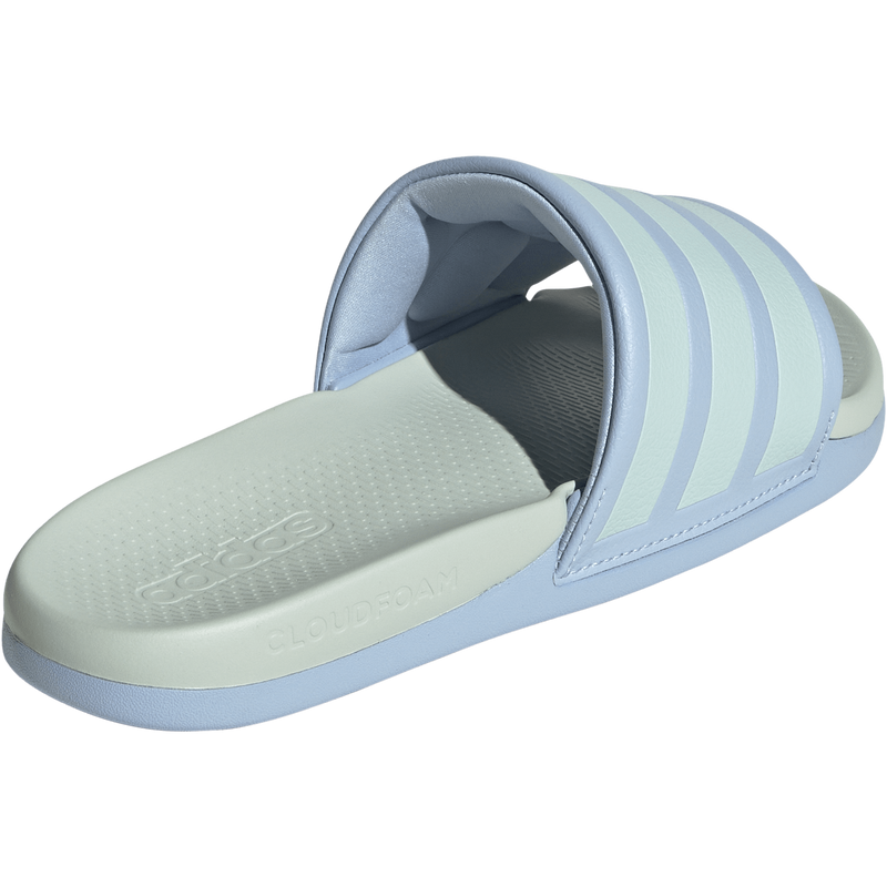 Women's Adilette Comfort 2.0, Adidas Women's Adilette Comfort 2.0 Slides in Glow Blue/Halo Mint/Halo Mint right rear
