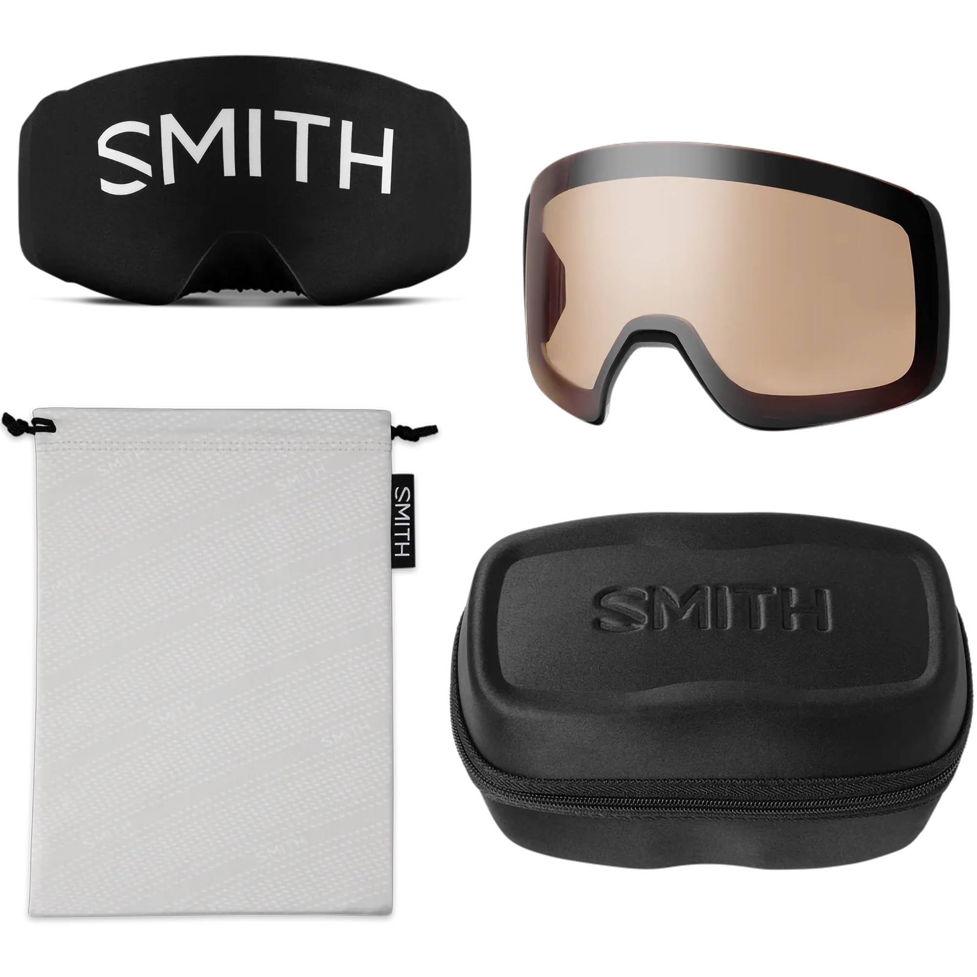 Smith Sport Optics 4D MAG Low Bridge Fit in Black + CP Pro Photo Red Mirror and CP Low Light Lens accessories and extra lens