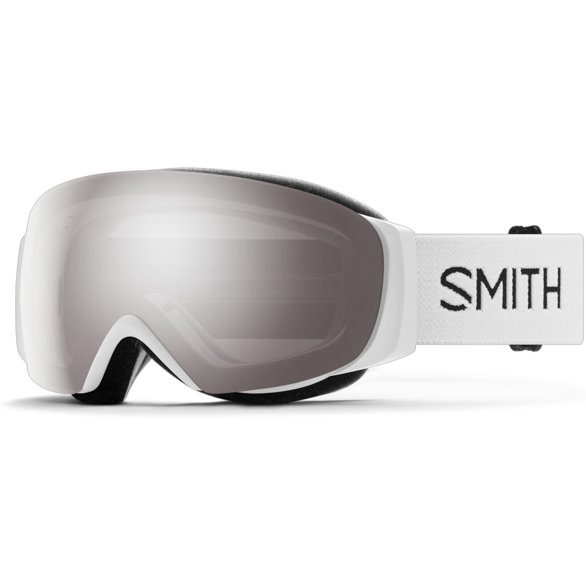 Smith Sport Optics I/O MAG S Low Bridge Fit White Chunky Knit + CP Sun Platinum Mirror and CP Low Light Lens front left