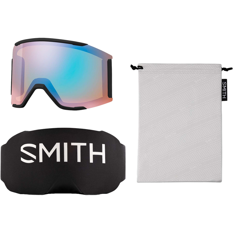 Squad MAG PhotoChromic Low Bridge + Bonus Lens, Smith Sport Optics Squad MAG Low Bridge Fit in Black + CP Pro Photochromic Gold Mirror extra lens and accessories
