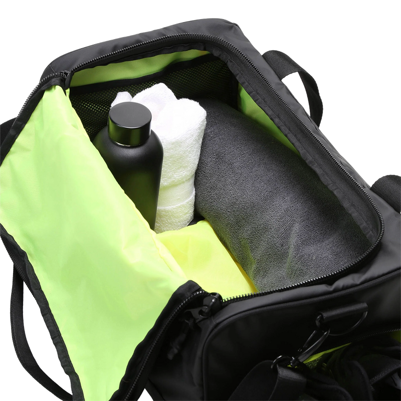 Boost Duffel, Vooray Boost Duffel in Matte Black unzipped