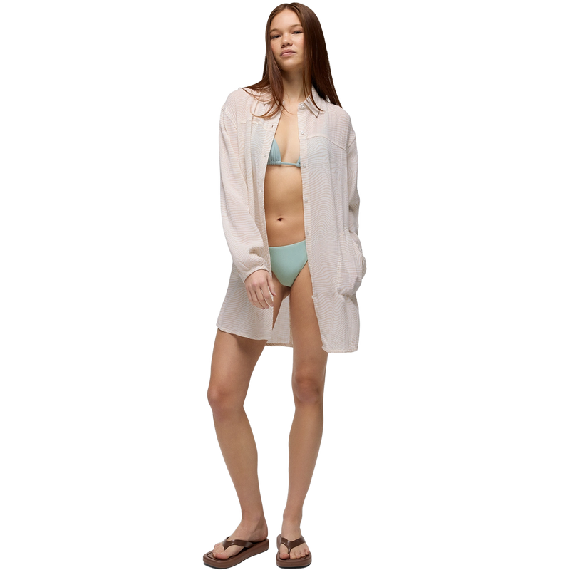 Women's Fernie Shirt, Prana Women's Fernie Shirt in 101-Soft White Wave front open