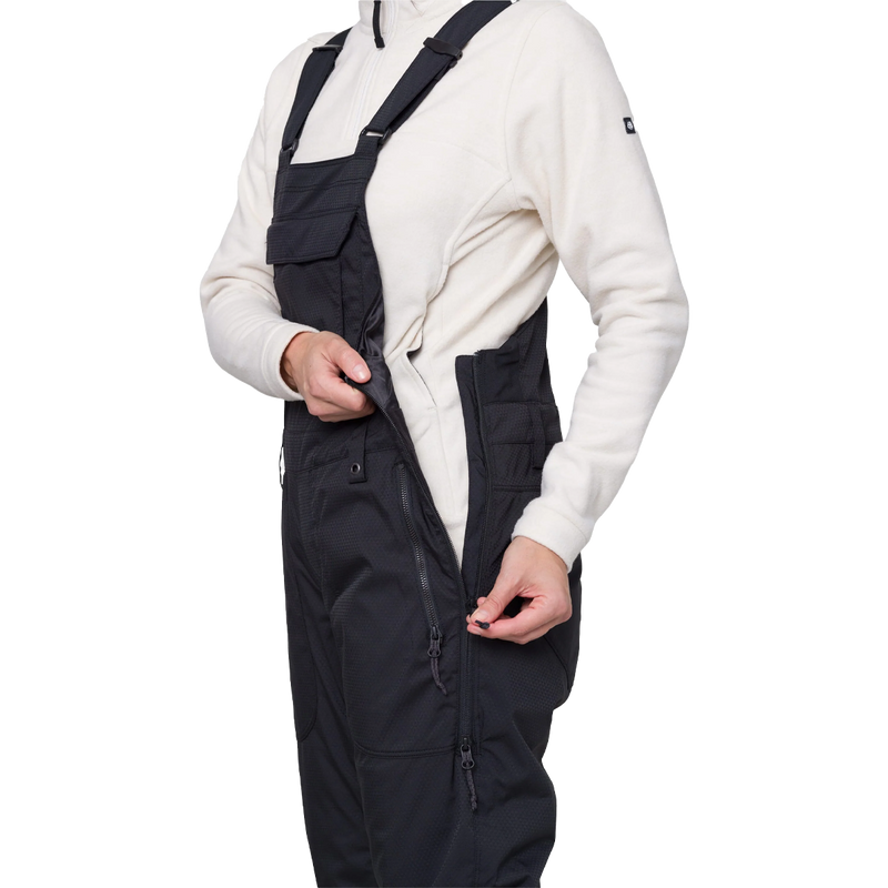 Women's Black Magic Insulated Bib, 686 Women's Black Magic Insulated Bib side zip
