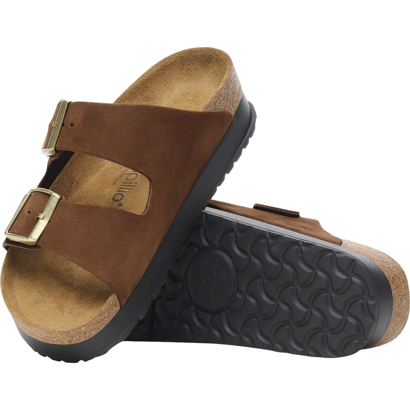 Women's Arizona Platform, Birkenstock Women's Arizona Platform in Dark Tea pair top and bottom