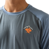 Rabbit Men's EZ Tee Perf Short Sleeve Trail in 452 Stormy Weather front logo branding