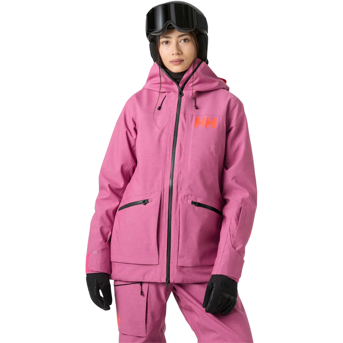 Helly Hansen Women's Powderqueen 3.0 Jacket in Hot Pink front view on model