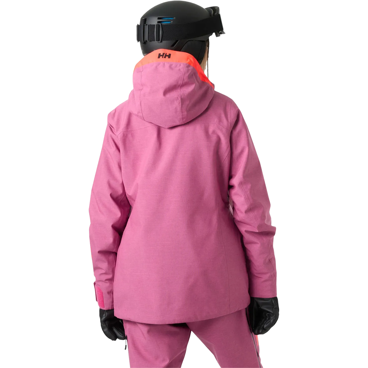 Helly Hansen Women's Powderqueen 3.0 Jacket in Hot Pink back view on model