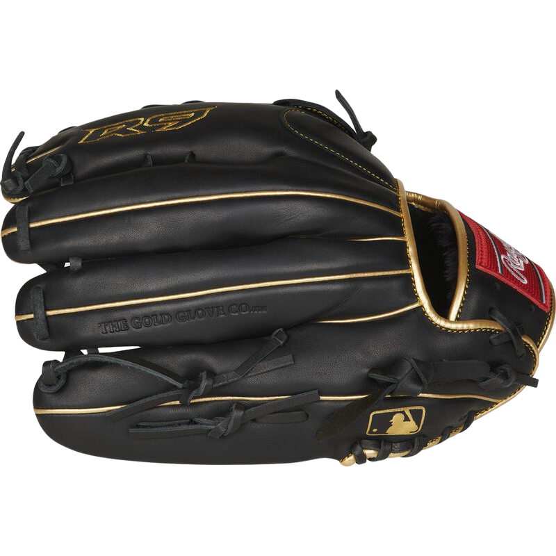 R9 Outfield Glove - 12.75" Pro H-Web, Rawlings R9 Outfield Glove - 12.75" Pro H-Web in black left profile