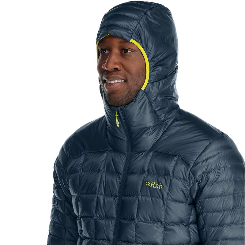 Men's Mythic Alpine Light Jacket, Rab Mythic Alpine Light Jacket Alternate image on model hood