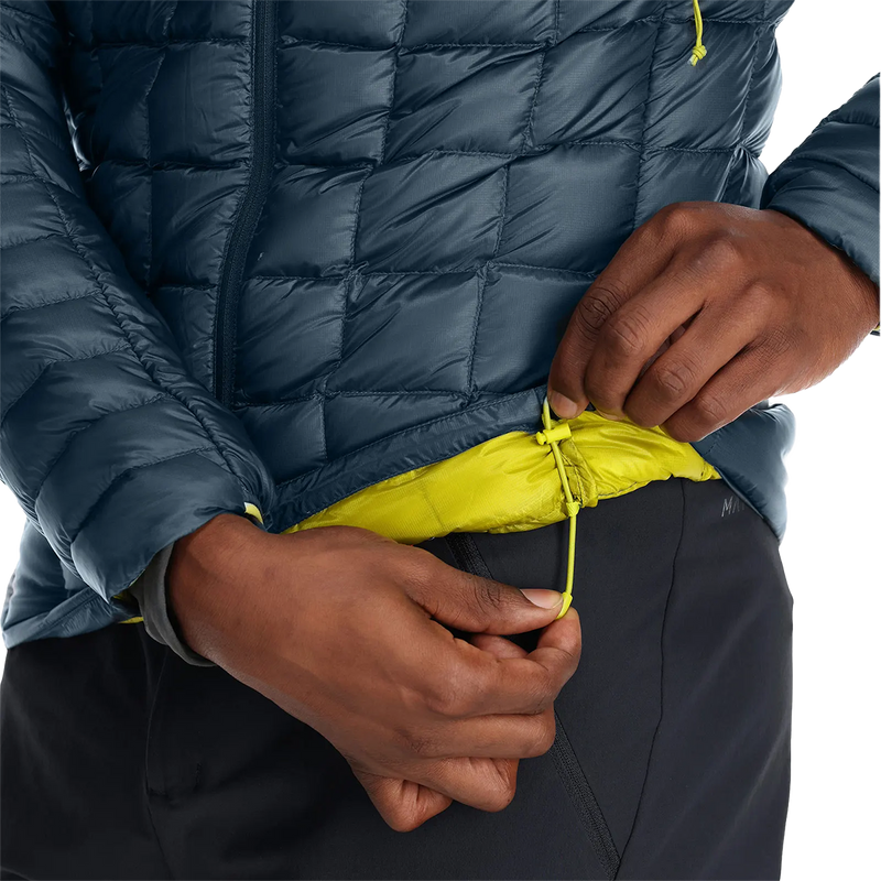 Men's Mythic Alpine Light Jacket, Rab Mythic Alpine Light Jacket Alternate image on model waist drawstring
