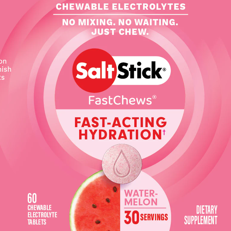 SaltStick FastChews (60 Count), SaltStick Fast Chews (60 Count) in Watermelon label front