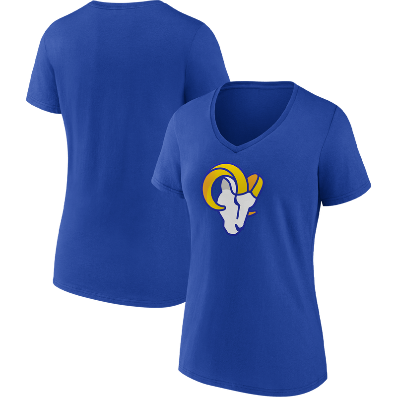 Women's Rams Cotton Primary Logo Short Sleeve, Fanatics Women's Rams Cotton Primary Logo Short Sleeve front and back