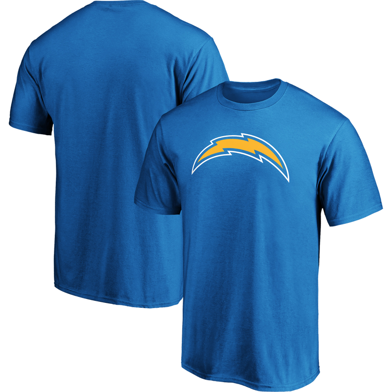 Men's Chargers Cotton Primary Logo Short Sleeve, Fanatics Men's Chargers Cotton Primary Logo Short Sleeve front and back