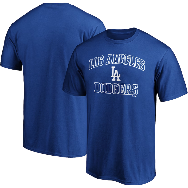 Men's Dodgers Cotton Heart and Soul Short Sleeve, Fanatics Men's Dodgers Cotton Heart and Soul Short Sleeve front and back