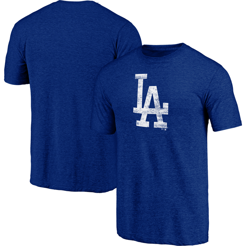 Men's Dodgers Triblend Logo Short Sleeve, Fanatics Men's Dodgers Triblend Logo Short Sleeve front and back